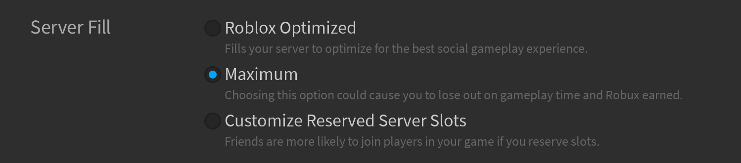 Set Server Fill to Maximum.