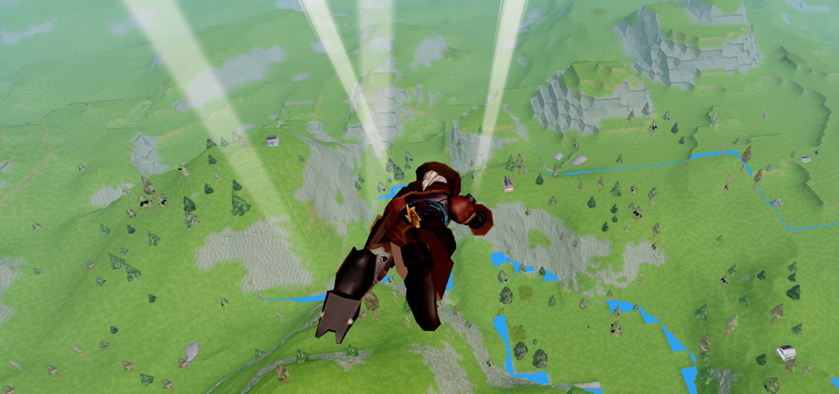 Drop onto a region in a classic battle royale game.