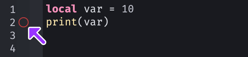 Disabled standard breakpoint shown in the script gutter