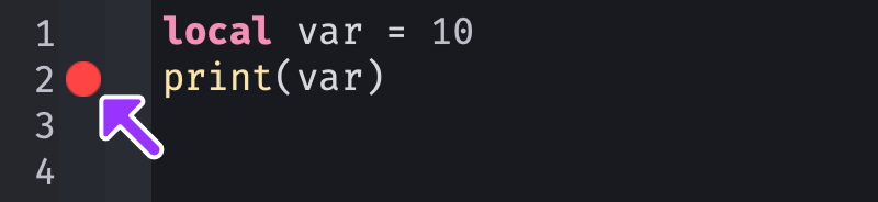 Standard breakpoint shown in the script gutter