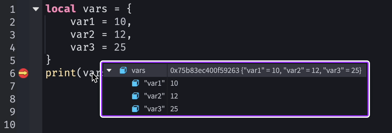 Mouseover a variable in Script Editor to show value