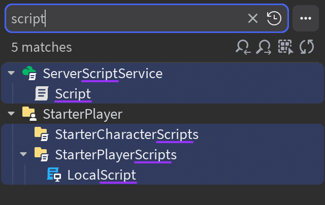 Objects filtered by query of 'script'
