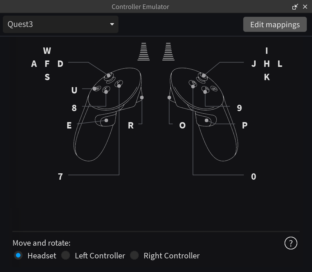 The Controller Emulator with a Quest 3 controller.