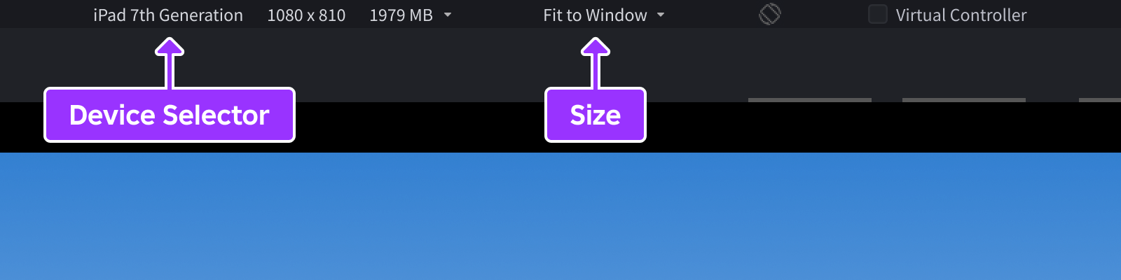 Device Emulator set to emulate a tablet device.