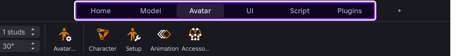 Default tabs indicated in Studio's mezzanine.
