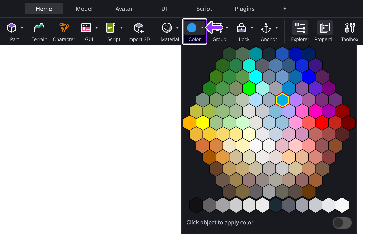 Color widget's hexagonal picker.