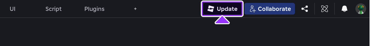 Update button in Studio highlighted.