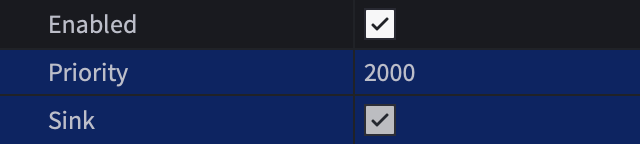 InputContext with Priority set to 2000 and Sink enabled