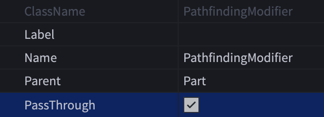 PathfindingModifier instance with PassThrough property enabled.