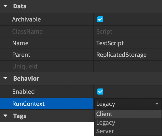 RunContext property indicated for a Script.