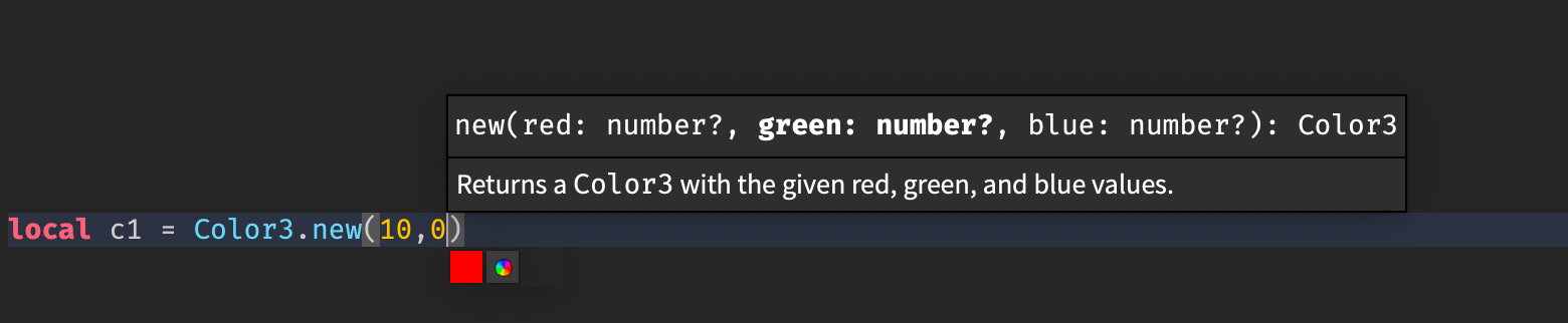 Autocomplete showing function signature