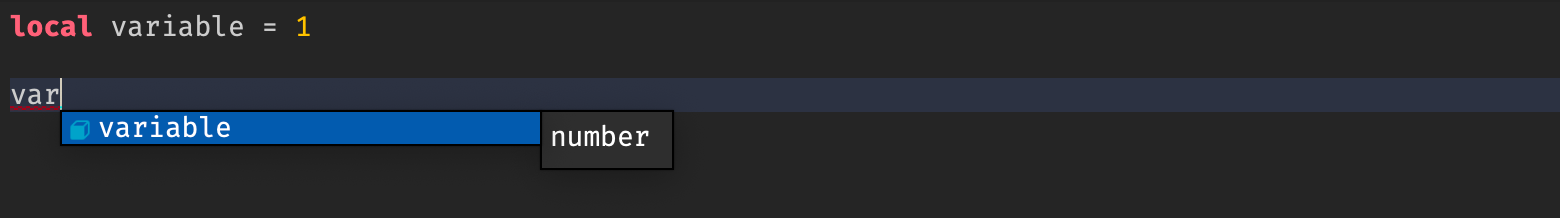 Autocomplete showing suggestions based on a previously declared variable.