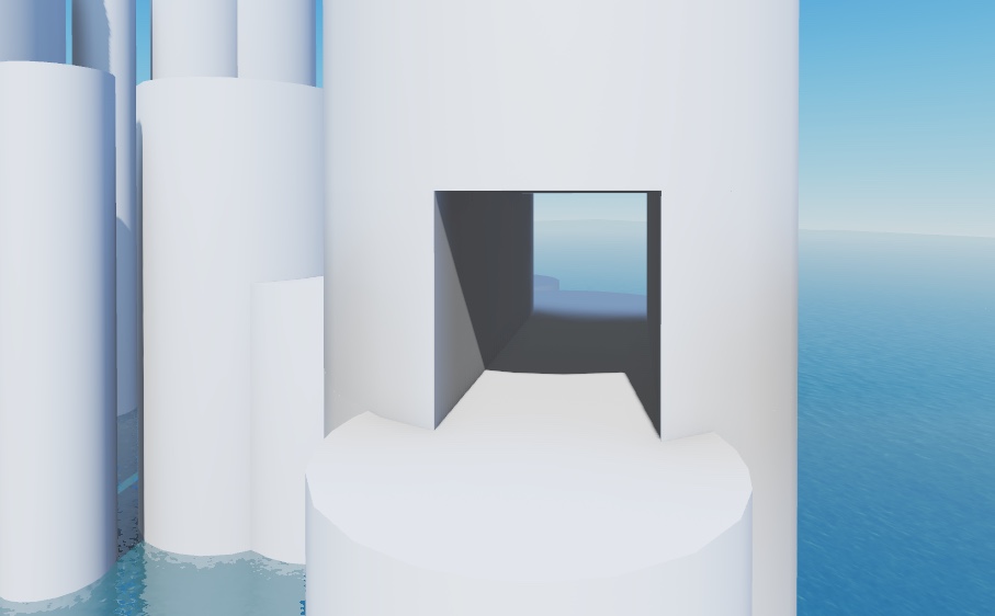 A close-up view of a tunnel through a cylinder.