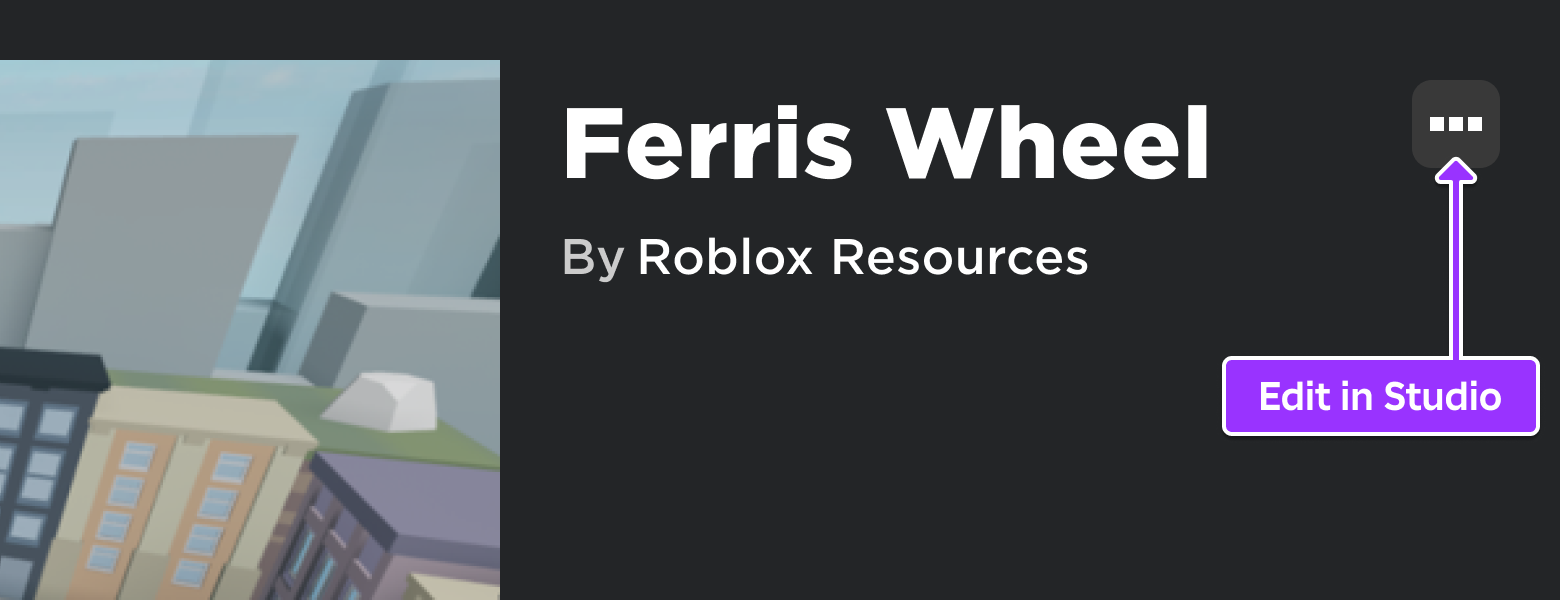 Edit in Studio option from the game's main page