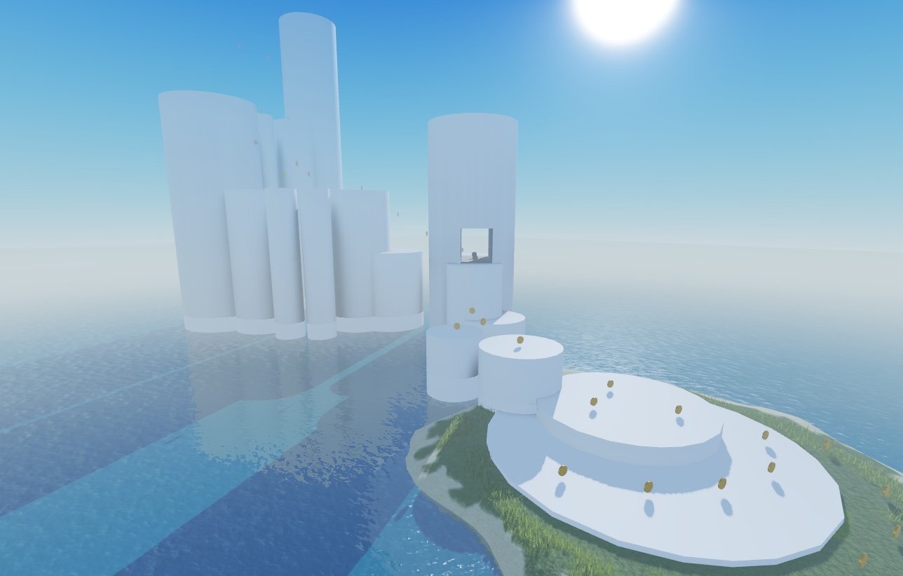The sample Island Jump game with custom Offset values that hide the edges of the background.