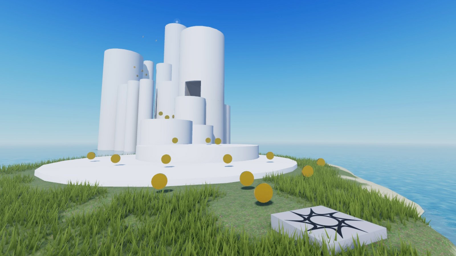 The sample Island Jump game's lighting visuals before the customization from this page.
