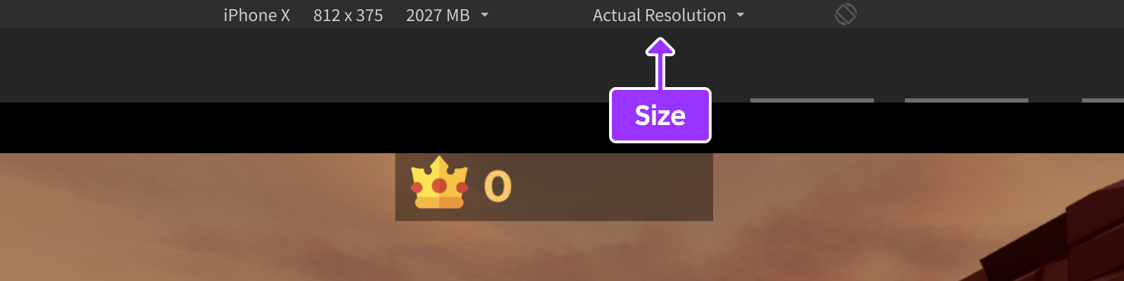 Device Emulator settings options indicated at top of viewport window.