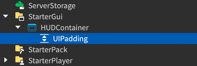 HUDContainer with UIPadding modifier inserted.