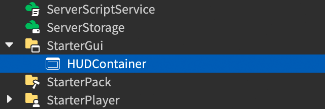 ScreenGui renamed to HUDContainer.