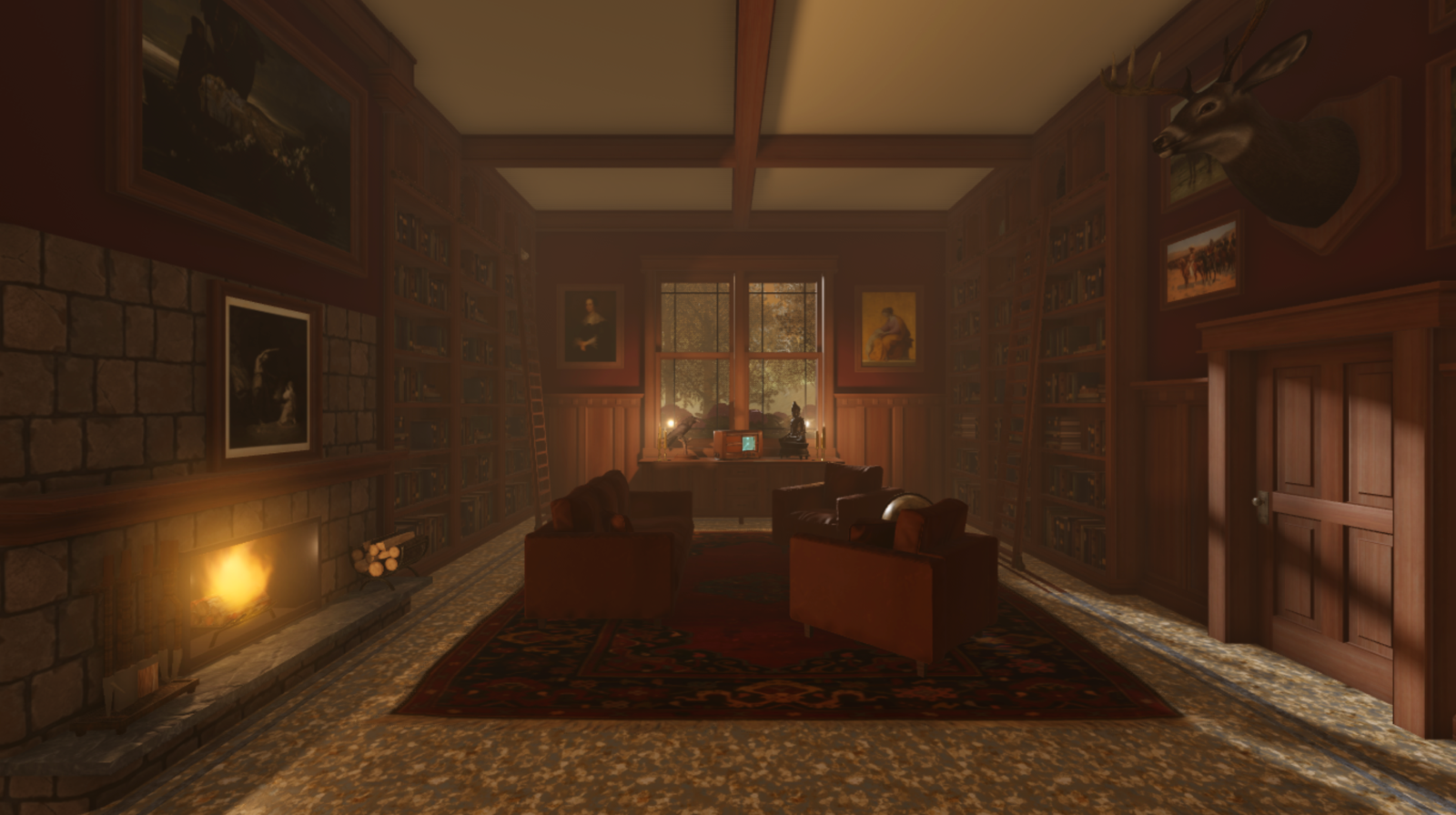 A full view of the cabin with more color contrast.