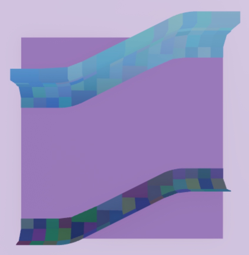 The same wall model with a colorful hitbox for the trim, but only a box hitbox for the wall mesh.