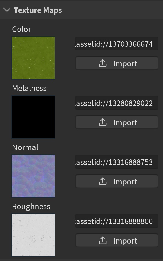 All texture maps for the Moss_Lumpy_A material.