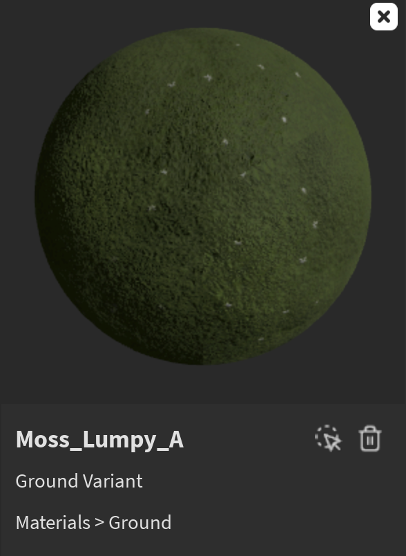  sphere part with the Moss_Lumpy_A material applied.
