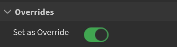 The Set as Override toggle enabled.