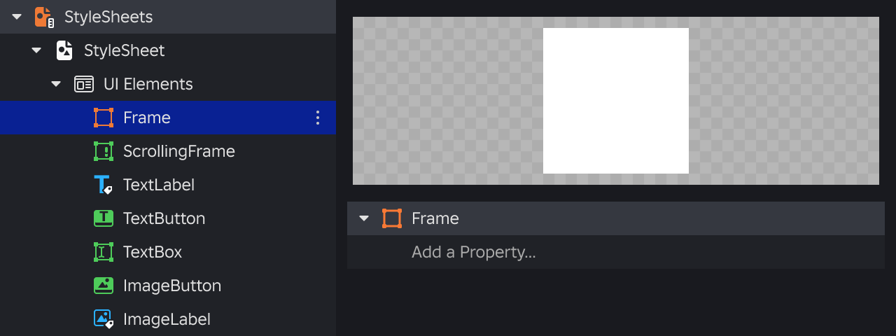 Default class style in the Style Editor.
