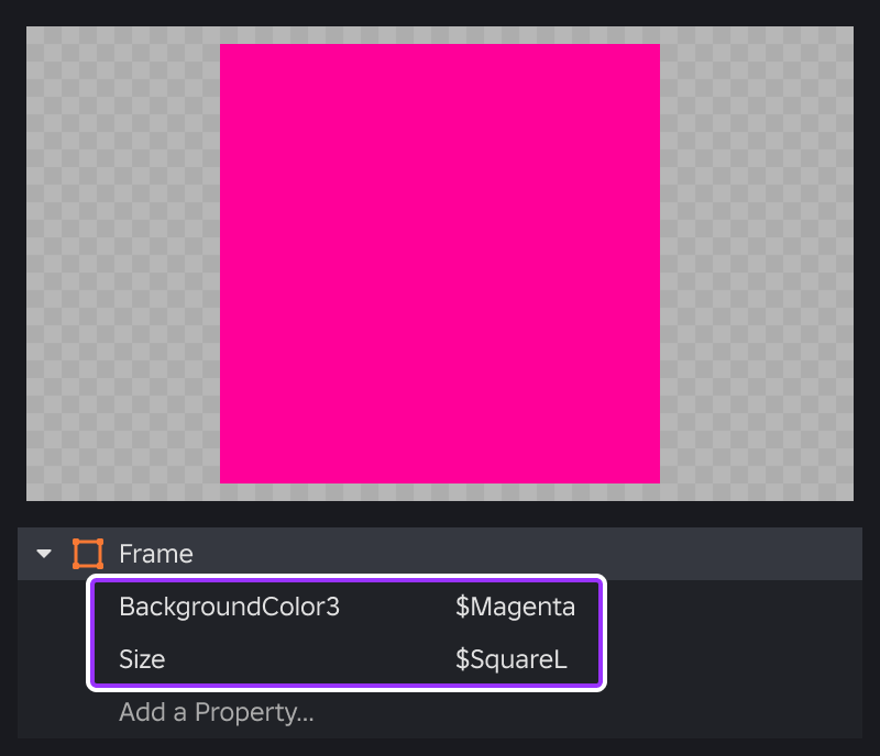 Class rule configured with tokens in the Style Editor.