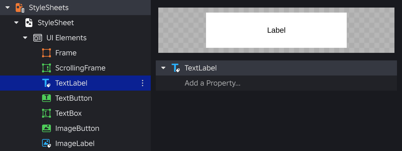 Default class style in the Style Editor.