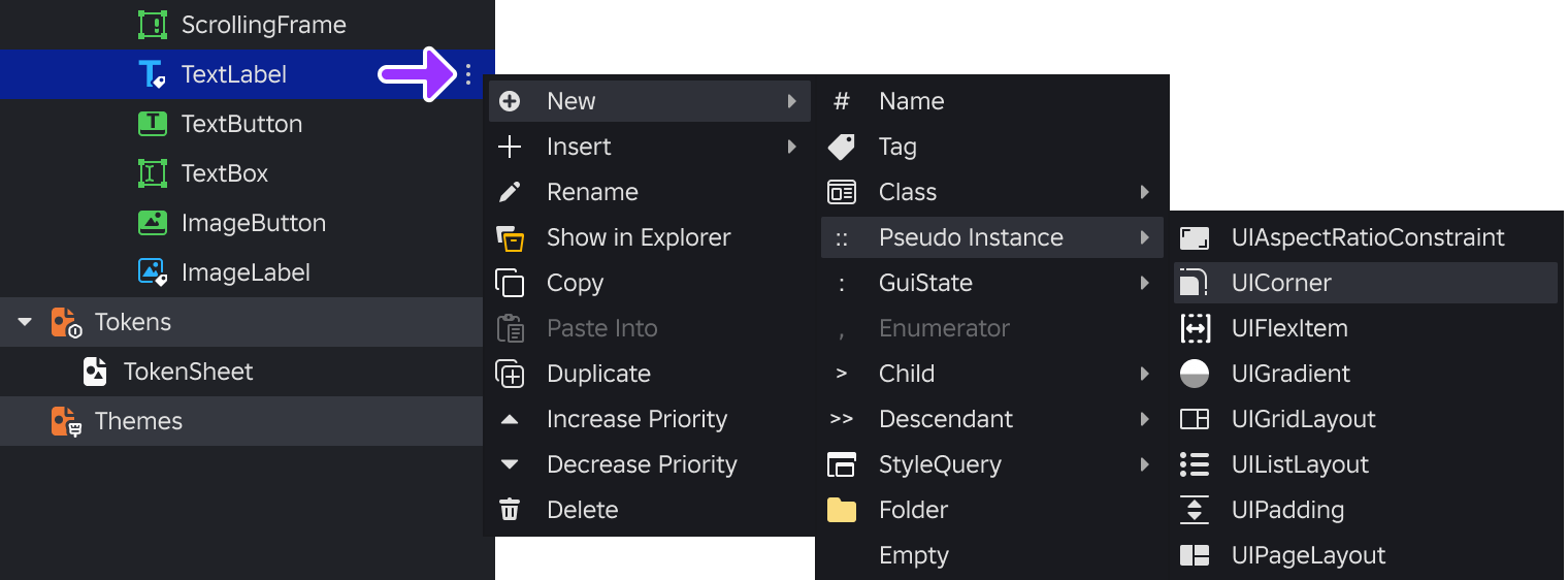 Creation of a pseudo instance in the Style Editor.