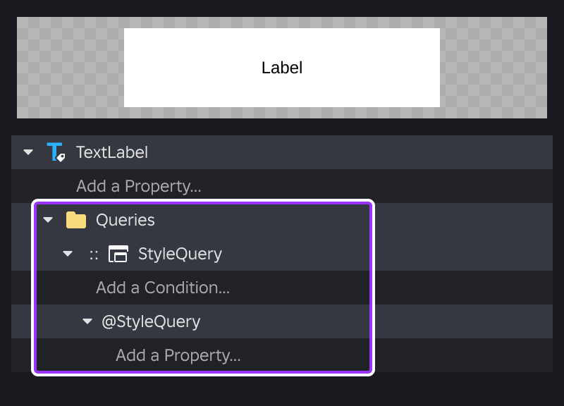 Hierarchy of a StyleQuery within a class rule.