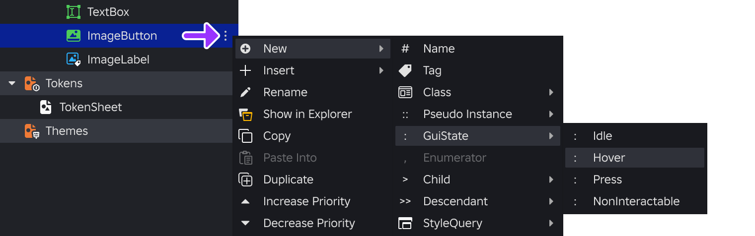 Creation of state rule in the Style Editor.