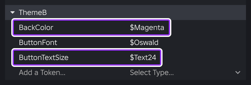 Theme configured with tokens in the Style Editor.