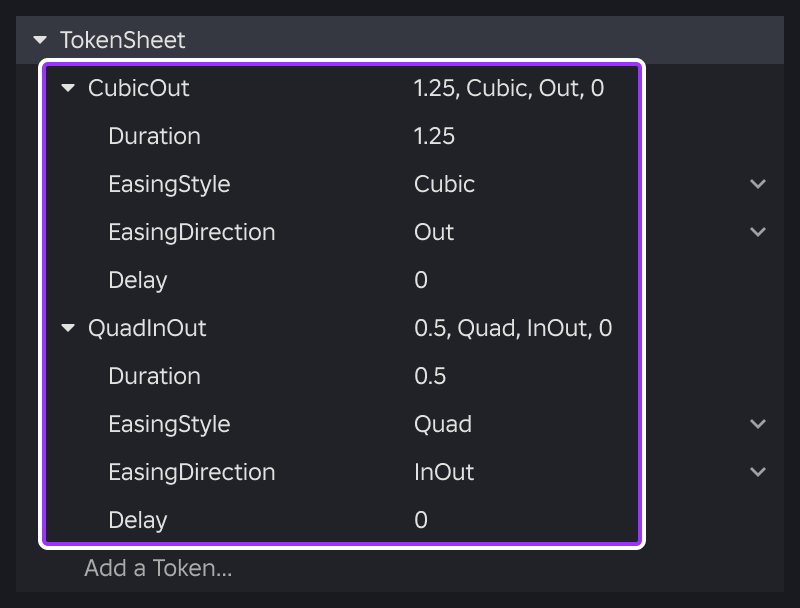 Tokens added to TokenSheet in Style Editor.